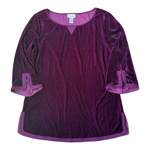 Soft Surroundings Plum Velvet Tunic Top Women's Medium Split Sleeve